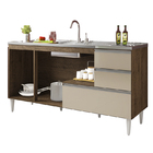 Balcão Para Pia De 1,50 Mt Aracaju Com Gavetão Castanho Off W