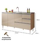 Balcão Para Pia De 1,50 Mt Maceio Com Gavetão Amendoa Off Whi