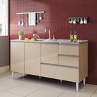 Balcão Para Pia De 1,50 Mt Maceió Com Gavetão Amendoa Off Whi