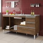 Balcão Para Pia De 1,50 Mt Maceió Com Gavetão Castanho Puxado