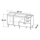 Balcão Para Pia De 1,60 Mt Maceió Com Gavetão Branco