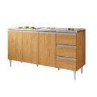 Balcão Para Pia De 1,60 Mt Recife 3 Gavetas Carvalho