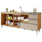 Balcão Para Pia De 1,80 Mt Maceió Com Gavetão Amendoa Off Whi