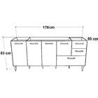 Balcão Para Pia De 1,80 Mt Maceió Com Gavetão Branco Puxador