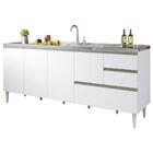 Balcão Para Pia De 1,80 Mt Maceió Com Gavetão Branco Puxador