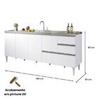 Balcão Para Pia De 2,00 Mt Aracaju Com Gavetão Branco