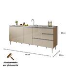 Balcão Para Pia De 2,00 Mt Maceió Com Gavetão Amendoa Off Whi