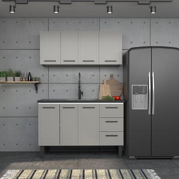 Balcão Para Pia De Cozinha 150cm 2 Portas 4 Gavetas Juno  Cin