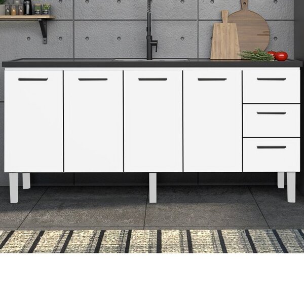 Balcão Para Pia De Cozinha 180cm 4 Portas 3 Gavetas Vênus  Br