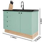 Balcão Para Pia De Cozinha 4 Gavetas 2 Portas Stella  Verde/c