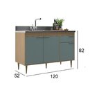 Balcão Para Pia De Cozinha Rubi Bp Nogal /cinza