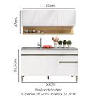 Balcao Para Pia E Armario Aereo 150 Cm Line Ktp