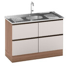 Balcão Para Pia E Cuba 120 Cm 2 Portas 3 Gavetas Etna Poliman