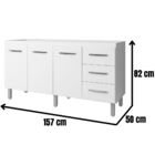 Balcão Para Pia Emily 160 Cm Moblis Branco