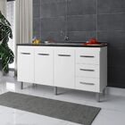 Balcão Para Pia Emily 160 Cm Moblis Branco