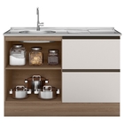 Balcão Para Pia Etna 120 Cm 1 Porta Carvalho Oak Off White Po