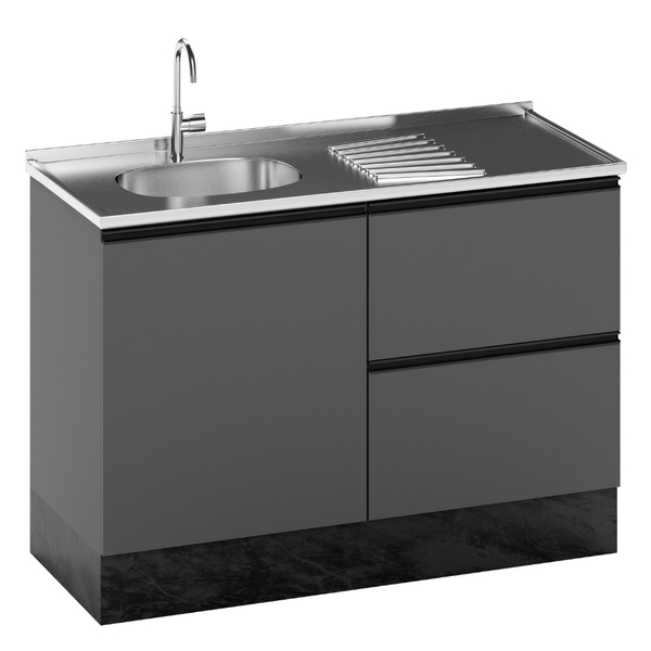 Balcão Para Pia Etna 120 Cm 1 Porta Grafite Poliman