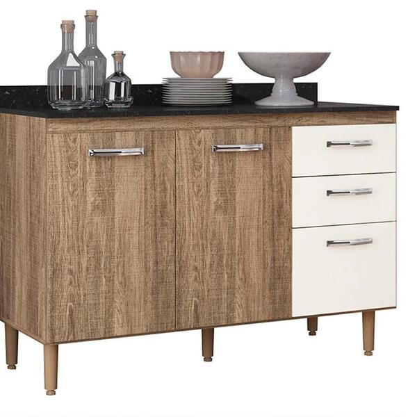 Balcao Para Pia Fit 118 Com Tampo Carvalho Rústico/off White