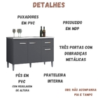 Balcão Para Pia Gabriela 120 Cm 3 Portas Cinza Ajl