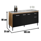 Balcão Para Pia Gabriela 150 Cm 4 Portas Amendoa Preto Ajl