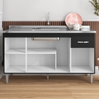 Balcão Para Pia Gabriela 150 Cm 4 Portas Preto Ajl