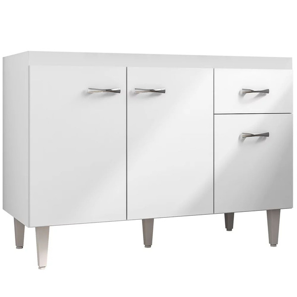 Balcão Para Pia Gabriela Sem Tampo 120 Cm Flex Branco Ou Pret