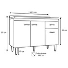 Balcão Para Pia Gabriela Sem Tampo 120cm 3 Portas 1 Gaveta -