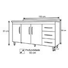 Balcão Para Pia Isabel 1,60m 3 Portas 3 Gavetas Sem Tampo Bra