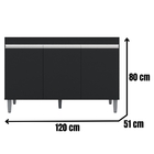 Balcão Para Pia Manu 120 Cm Preto Ajl