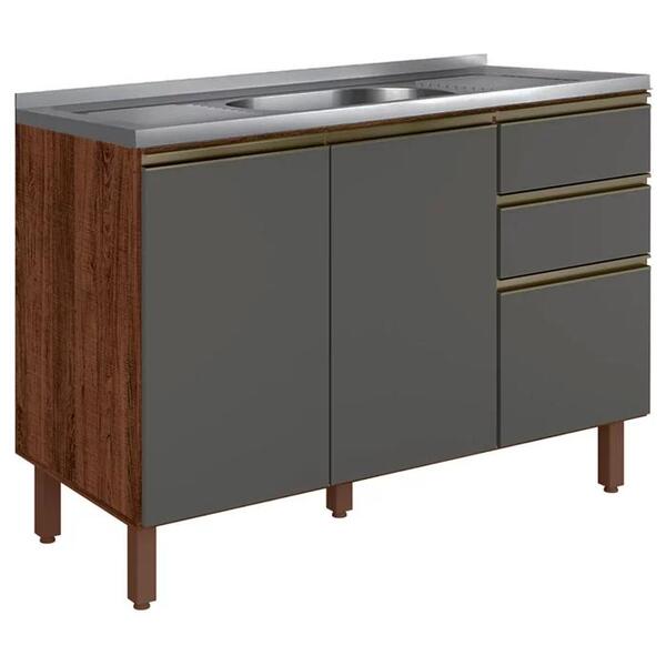 Balcão Para Pia Mdf Kali Premium 120cm 2 Portas E 3 Gavetas A