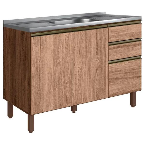 Balcão Para Pia Mdf Kali Premium 120cm 2 Portas E 3 Gavetas A