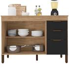 Balcão Para Pia Milena Sem Tampo Amadeirado Cartagena/preto