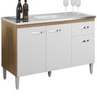 Balcao Para Pia Sem Tampo 118 Cm Gabriela Branco Preto Flex R