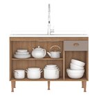 Balcão Para Pia Sem Tampo 120cm 3 Portas 1 Gaveta Marti Mel/f