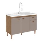 Balcão Para Pia Sem Tampo 120cm 3 Portas 1 Gaveta Marti Mel/f