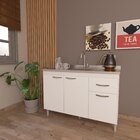 Balcão Para Pia Sem Tampo 120cm 3 Portas 1 Gaveta Moscou  Bra