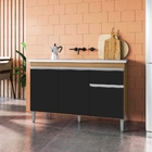 Balcão Para Pia Tatiane 120 Cm Amendoa Preto Ajl