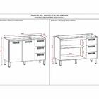 Balcão Paraná 2 Portas 3 Gavetas 120 Cm Freijo Ripado/griss