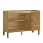 Balcão Paraná 2 Portas 3 Gavetas 120 Cm Freijo Ripado/griss