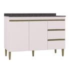 Balcão Pérola 120cm 2 Portas E 3 Gavetas Com Tampo Mdp - Poqu