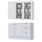 Balcão Pia 120cm E Aéreo Com Porta De Vidro Americana - Móvei