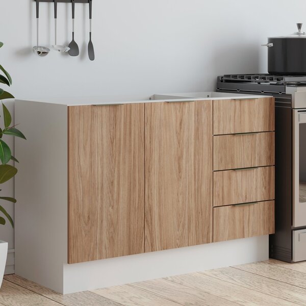 Balcão Pia 120cm Sem Tampo Com Rodapé Puxador 150mm Ipanema C