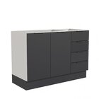 Balcão Pia 120cm Sem Tampo Com Rodapé Puxador 150mm Ipanema C