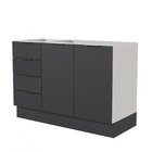 Balcão Pia 120cm Sem Tampo Com Rodapé Puxador 150mm Ipanema C