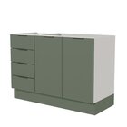 Balcão Pia 120cm Sem Tampo Com Rodapé Puxador 150mm Ipanema C