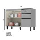 Balcão Pia 2 Portas 3 Gavetas 120cm Ketlin Com Tampo Nero - M