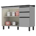 Balcão Pia 2 Portas 3 Gavetas 120cm Ketlin Com Tampo Nero - M