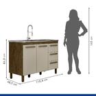 Balcão Pia 2 Portas 3 Gavetas Pérola Ipe/off White