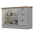 Balcão Pia 2 Portas E 3 Gavetas 120cm Americana Com Tampo - M