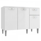 Balcão Pia 3 Portas 1 Gaveta Novo Tempo Light 120cm Branco (s